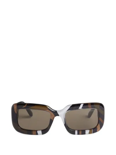 Pucci Marmo Rectangular Sunglasses In Brown