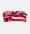Pucci Ruffled Printed Bandeau Bikini Top In Rosa/marrone