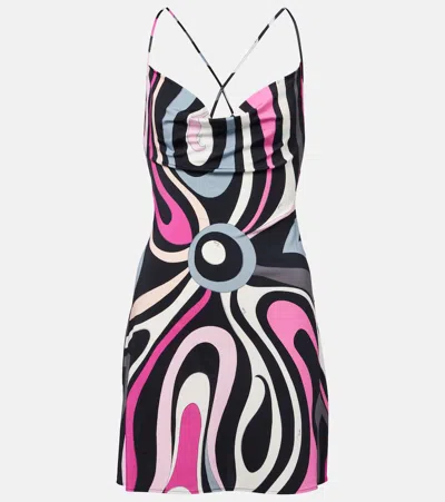 Pucci Marmo Satin Slip Dress In Multi