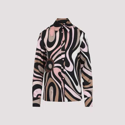 Pucci Abstract Pattern Silk Shirt With Long Sleeves In Multicolor