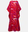 Pucci Marmo-print Silk Kaftan In Corallo Fuxia In Red