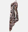 Pucci Marmo Print Asymmetric Silk Dress In Multicoloured