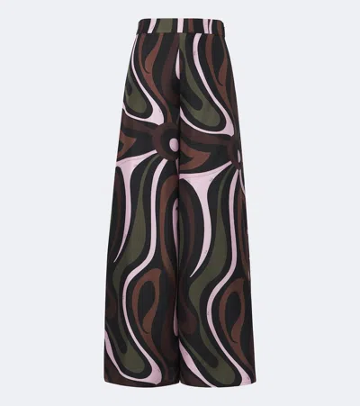 Pucci Marmo Silk Palazzo Pants In Multi