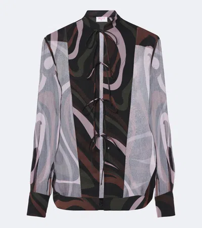 Pucci Marmo Silk Shirt In Multi