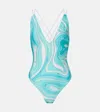 Pucci Marmo Swimsuit In Blue