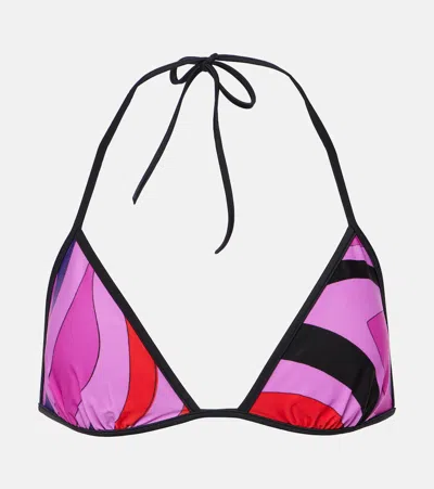 Pucci Marmo Triangle Bikini Top In Multicoloured