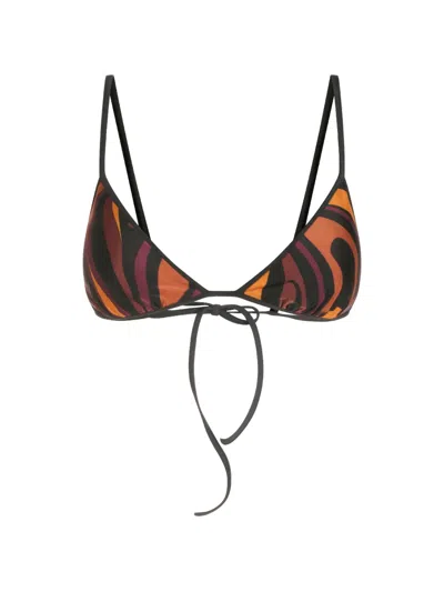 Pucci Marmo-print Bikini Top In Orange