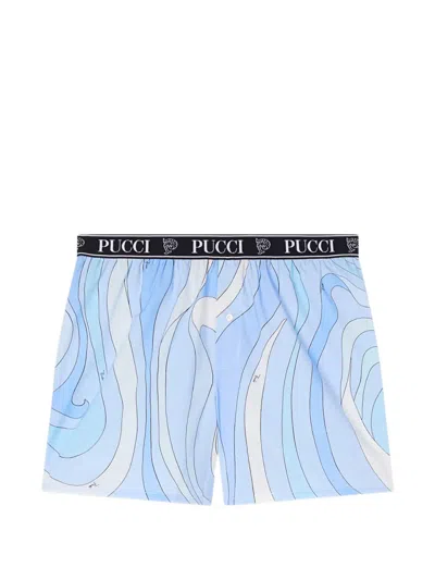 Pucci Marmo-print Boxer Shorts In Blue