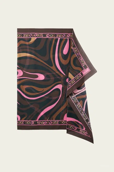 Pucci Marmo-print Cotton Sarong In Brown Coral