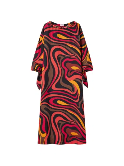 Pucci Marmo-print Embroidered Kaftan In Multi