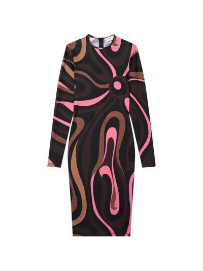 Pucci Marmo-print Fitted Dress In Black