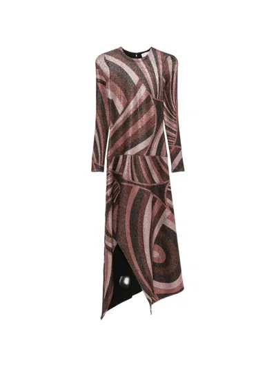 Pucci Marmo-print Handkerchief-hem Asymmetric Dress In Animal Print