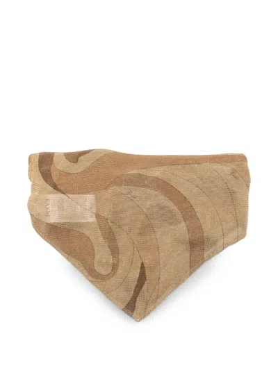 Pucci Marmo-print Knitted Bandana In Brown