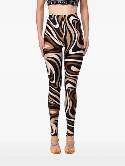 Pucci Marmo-print Leggings In 블랙
