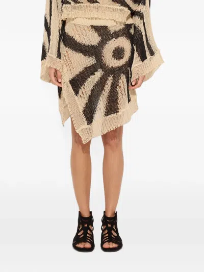 Pucci Marmo-print Linen Asymmetrical Skirt In Brown