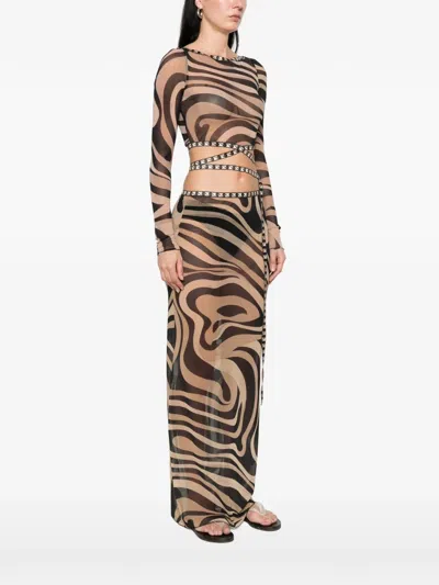 Pucci Marmo-print Long-sleeved Top In Black