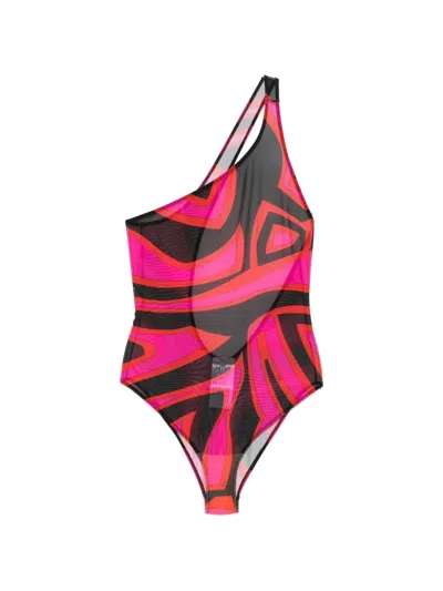 Pucci Marmo-print One-shoulder Bodysuit In Multi
