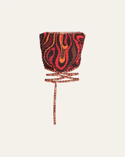 Pucci Marmo-print Shibori Laced Crop Top In Multi