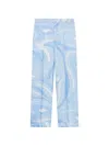 Pucci Marmo-print Silk Pants In Blue