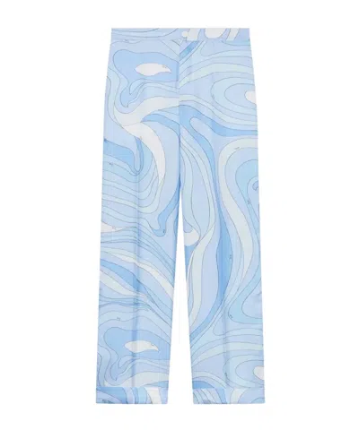 Pucci Marmo-print Silk Pants In Multi