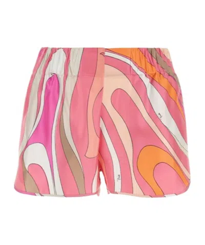 Pucci Marmo-print Silk Shorts In Multi