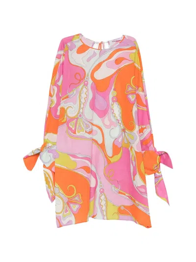 Pucci Marmo-print Tie-cuff Blouse In Pink