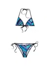 Pucci Marmo-print Triangle Bikini In Blue