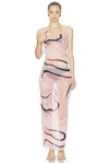 Pucci Abstract Pattern Tulle Long Dress In Multi