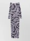 Pucci Maxi Dress With Abstract Pattern And Long Sleeves In Multi