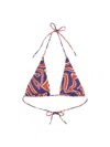 Pucci Maze Print Triangle Bikini Top In Blue