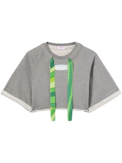 Pucci Melange-effect Cropped Top In Grey