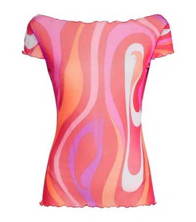 Pucci Mesh Marmo Top In Red