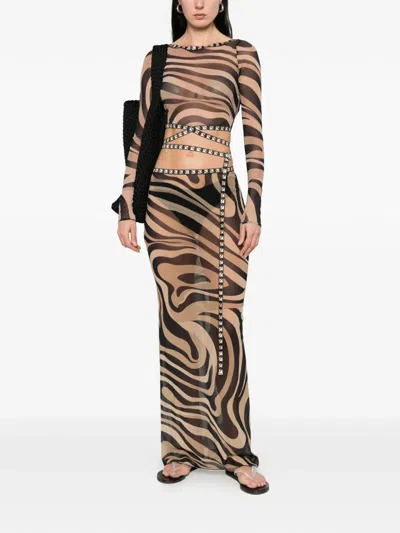 Pucci Mesh Maxi Skirt In Multi