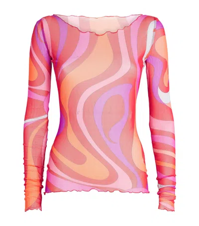 Pucci Mesh Printed Top In Multi