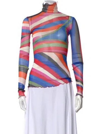Pre-owned Pucci Mesh Printed Top In Red