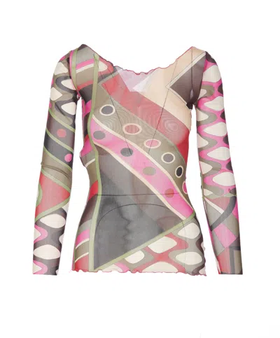 PUCCI MESH TULLE LONG SLEEVES TOP
