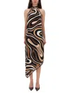 Pucci Midi Dress With "marble" Print In Multi
