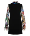 Pucci Black Dress With Sheer Patterned Sleeves In Black