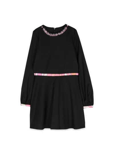 Pucci Mini Elegant Suit Dress For Girls In Black