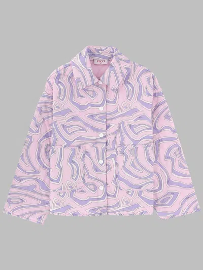 Pucci Mini Puffer Jacket For Girls In Lilac
