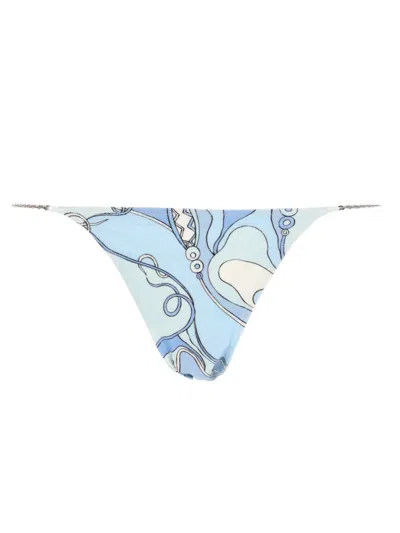 Pucci Mini Slip Bikini In Soft Print In Blue