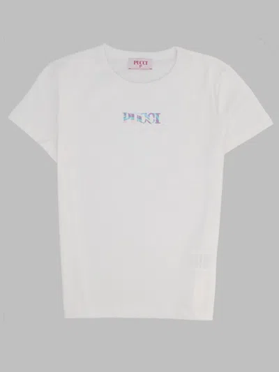 Pucci Mini Stylish T-shirt For Girls In White