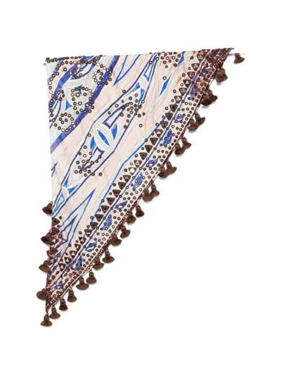 Pucci Mirror-embellished Tassel-trim Scarf In Multi