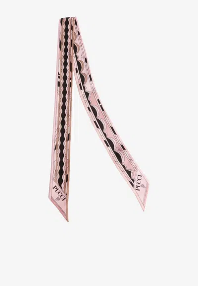 Pucci Mixed Print Silk Bandeau Scarf In Pink