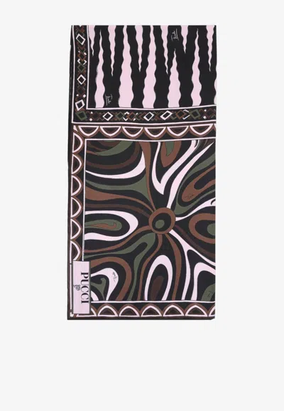 Pucci Mixed Print Silk Scarf In Multi