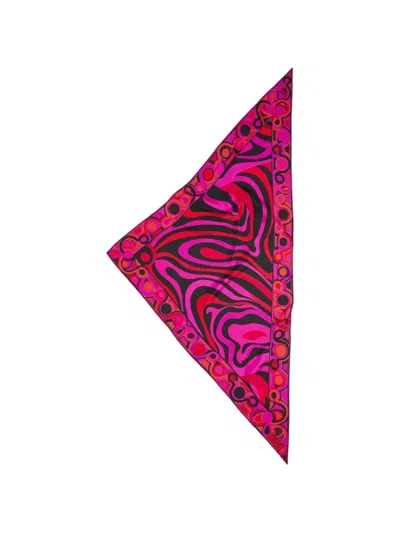 Pucci Mixed Print Silk Triangle Scarf In Multi