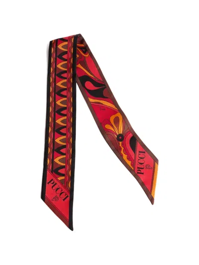 Pucci Mixed Print Silk Twill Scarf In Multi