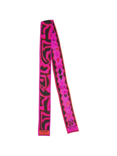 Pucci Mixed Print Silk Twill Scarf In Pink