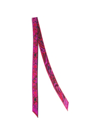 Pucci Mixed Print Silk Twill With Rhinestones In Pink