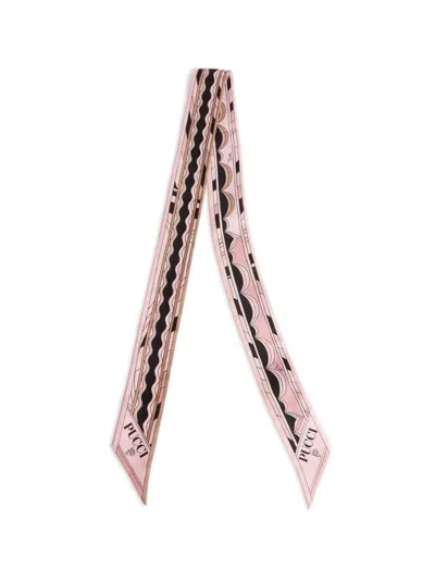 Pucci Mixed Print Twill Scarf In Pink